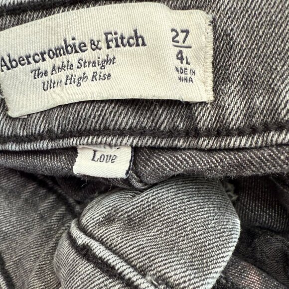 Abercrombie & Fitch Curve Love Ankle Straight High Rise Jeans Women's 4L Black - Picture 9 of 11